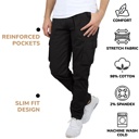Black & Navy & Grey 32 3-Pack Men's Flex-Stretch Cotton Cargo Pants, 31-Inch Inseam - Comfortable and Durable